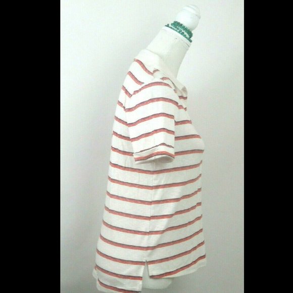 Universal Thread Goods Co. Women's Polo Shirt Size M Striped White Orange (SS88) - Picture 4 of 7